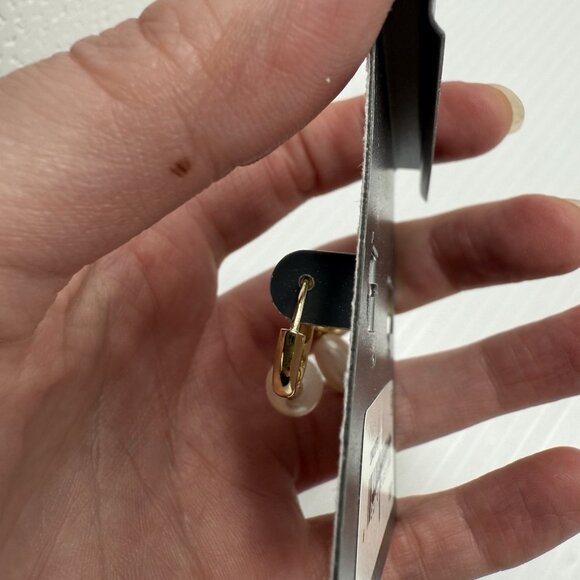 ARGENTO VIVO Freshwater Faux Pearl Drop Hoop Earrings 18K Gold Plated Sterling - Picture 5 of 5